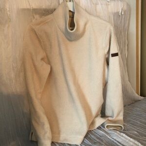 LLBEAN Cream and white Sherpa vintage 90s turtleneck sweater size med